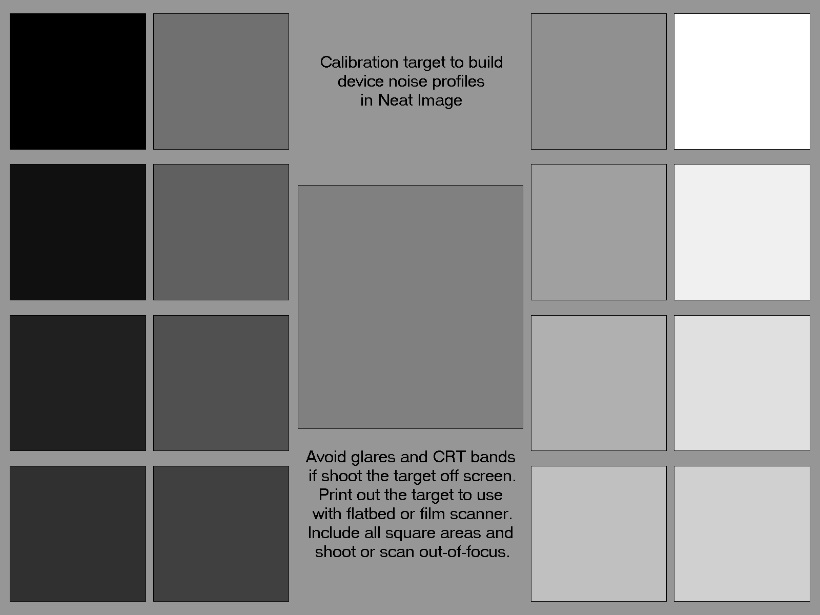 Neat Image profiling with calibration target